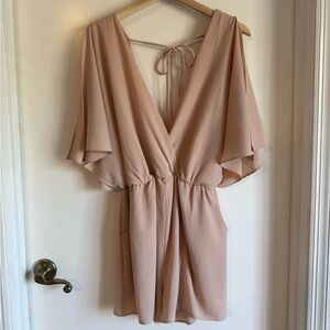 ILLA ILLA Dusty Blush Pink Romper Large Flowy Open Back Boho Spring Summer
